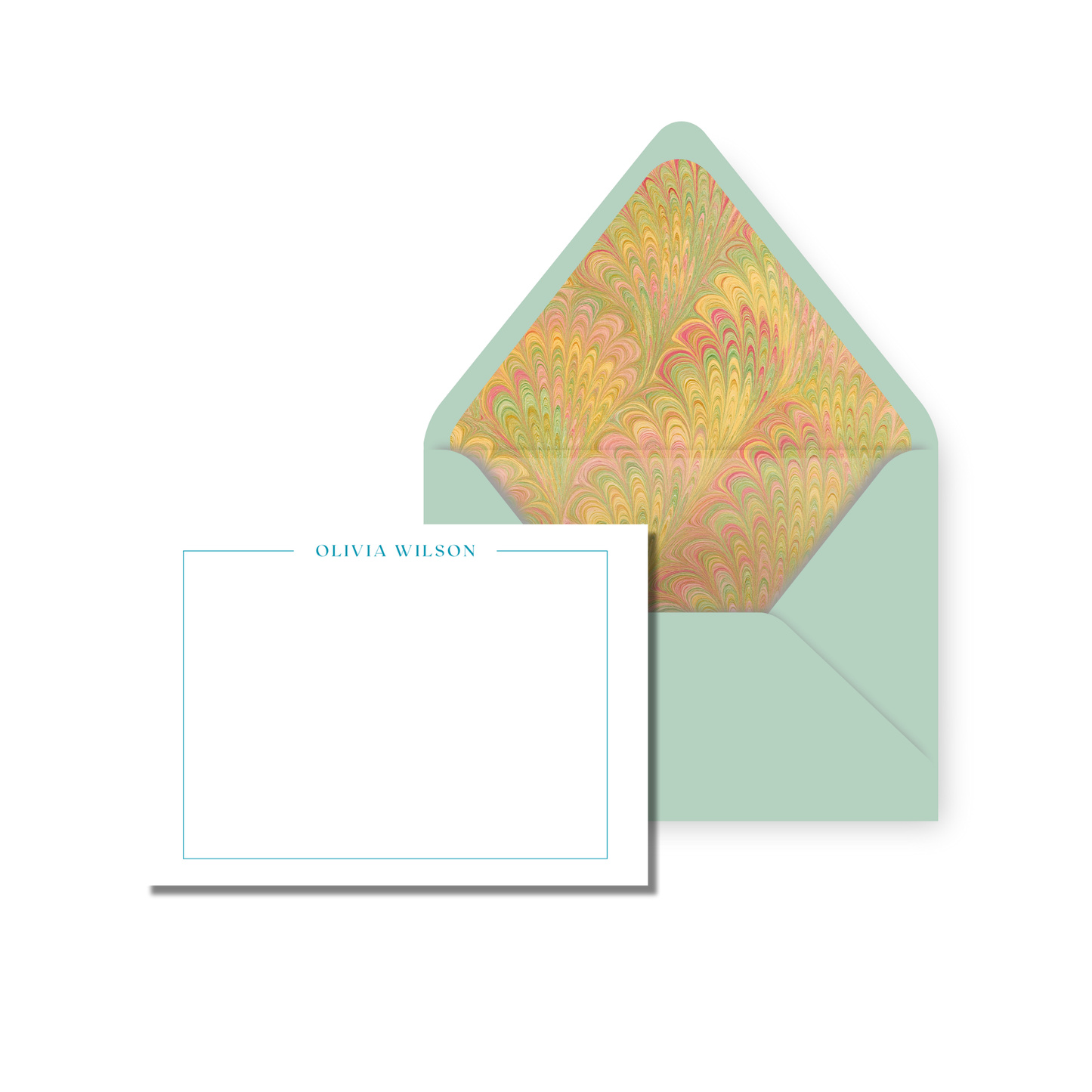 Blue Marbling Personal Stationery