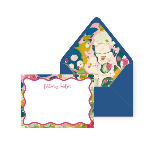 Pink Marbling Personal Stationery