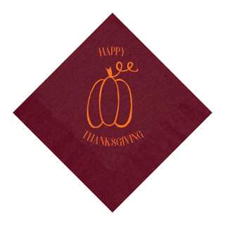 Custom Thanksgiving Beverage Napkins – 1-Color Printed 3-Ply Cocktail Napkins