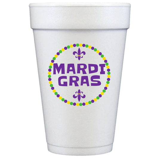 Mardi Gras Styrofoam Cups