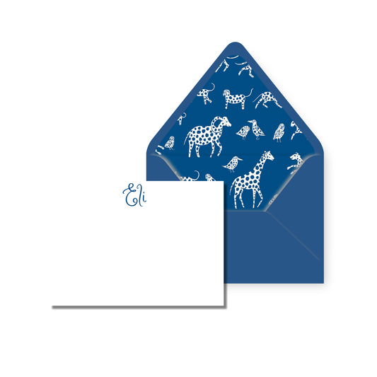 Blue Animals Personal Stationery
