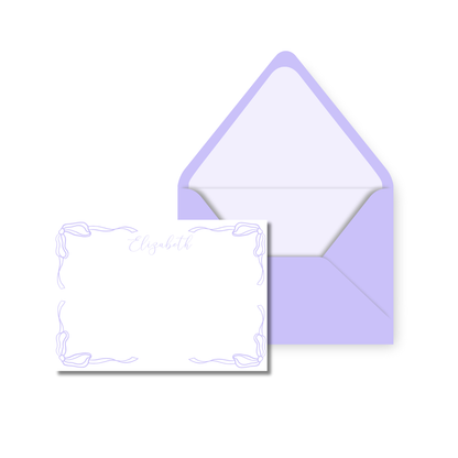Purple Bows Personal Stationery