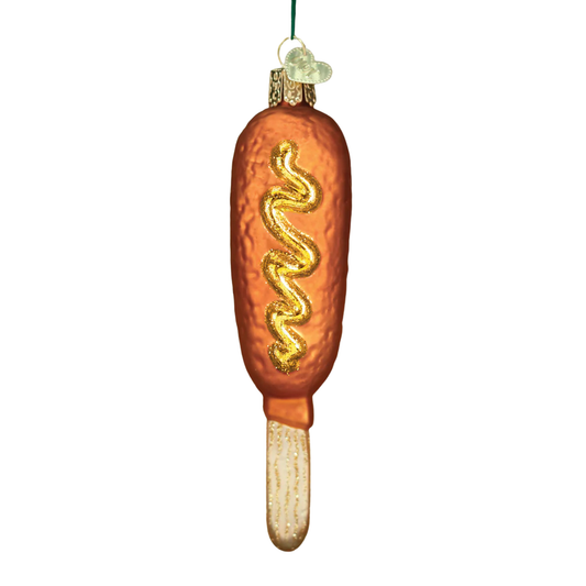 Corn Dog Glass Ornament