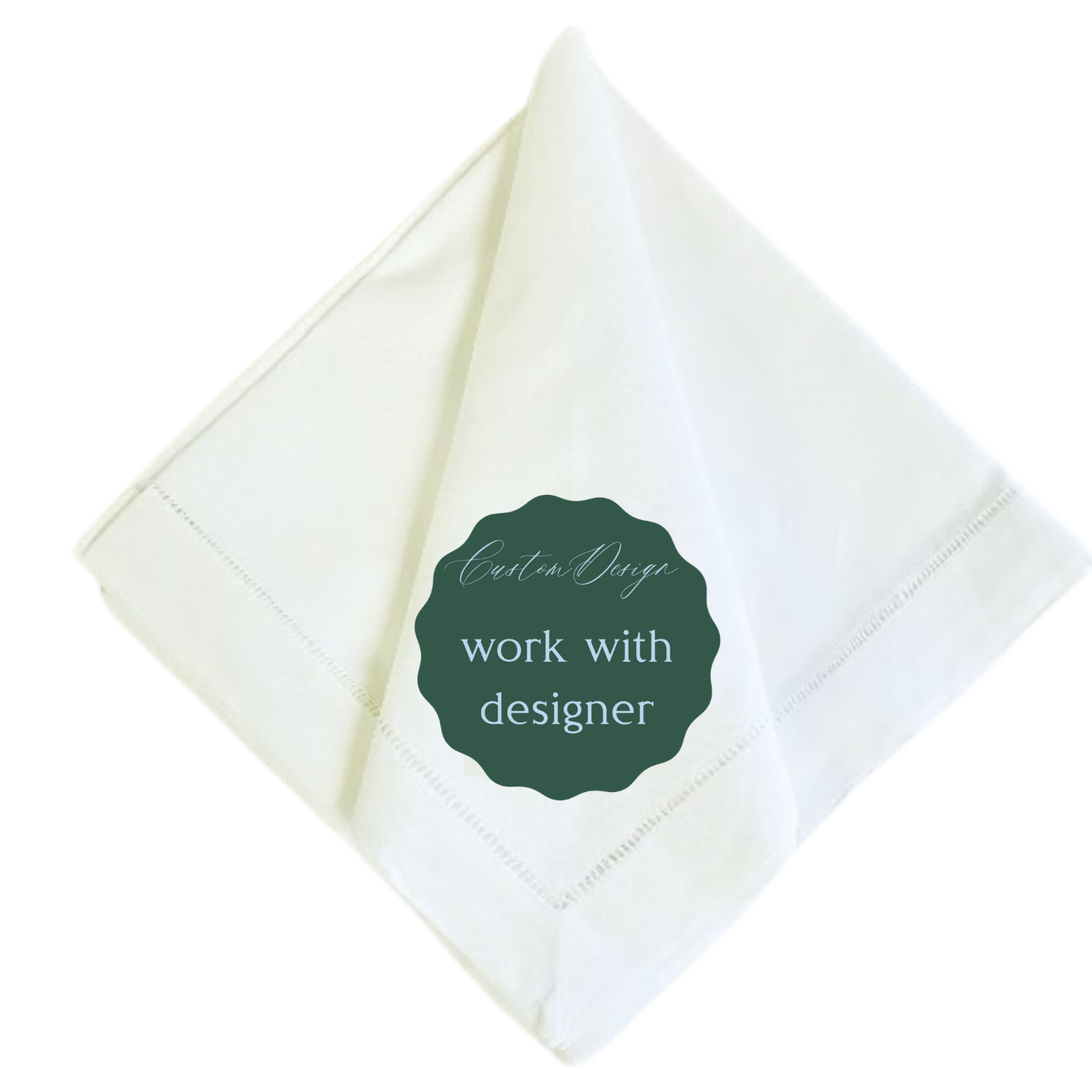 Embroidered Hemstitch Napkins – Custom Linen Dinner Napkins for Weddings, Holidays & Special Events
