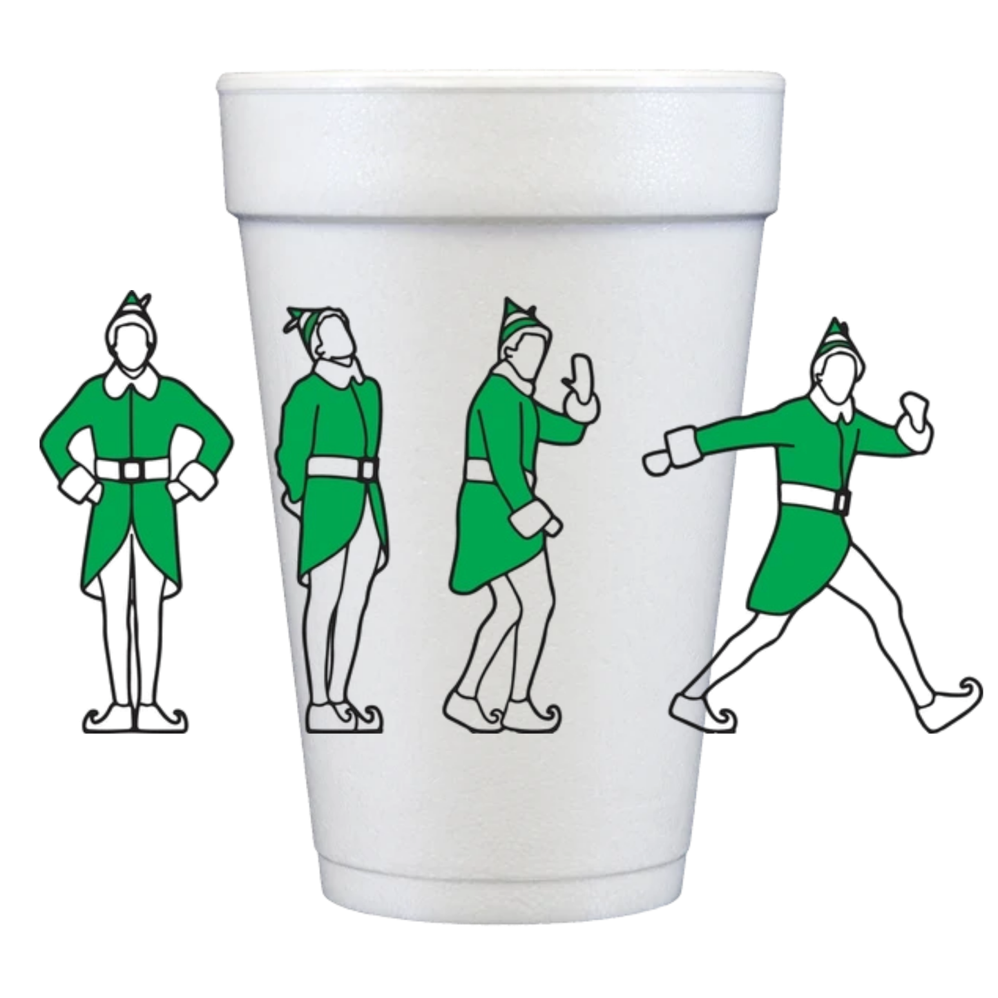 Elf WRAPPED Holiday Styrofoam Cups