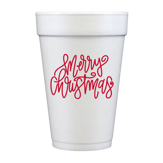 Merry Christmas Holiday Styrofoam Cups