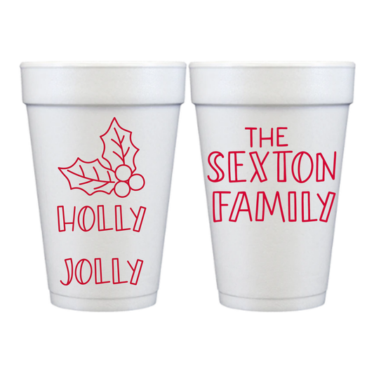 Custom Holly Christmas Styrofoam Cups